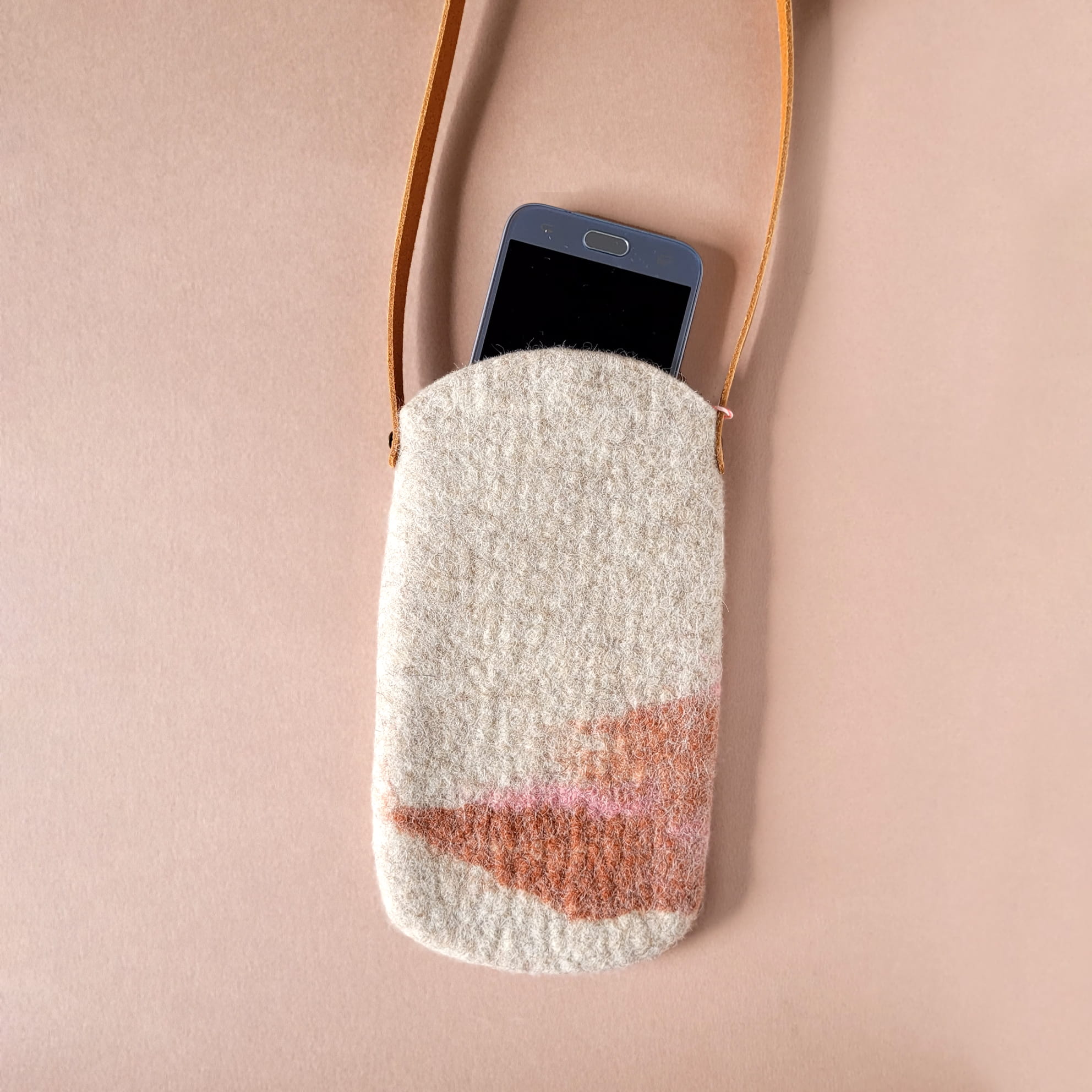 Mona - Pochette tel beige et terra cota