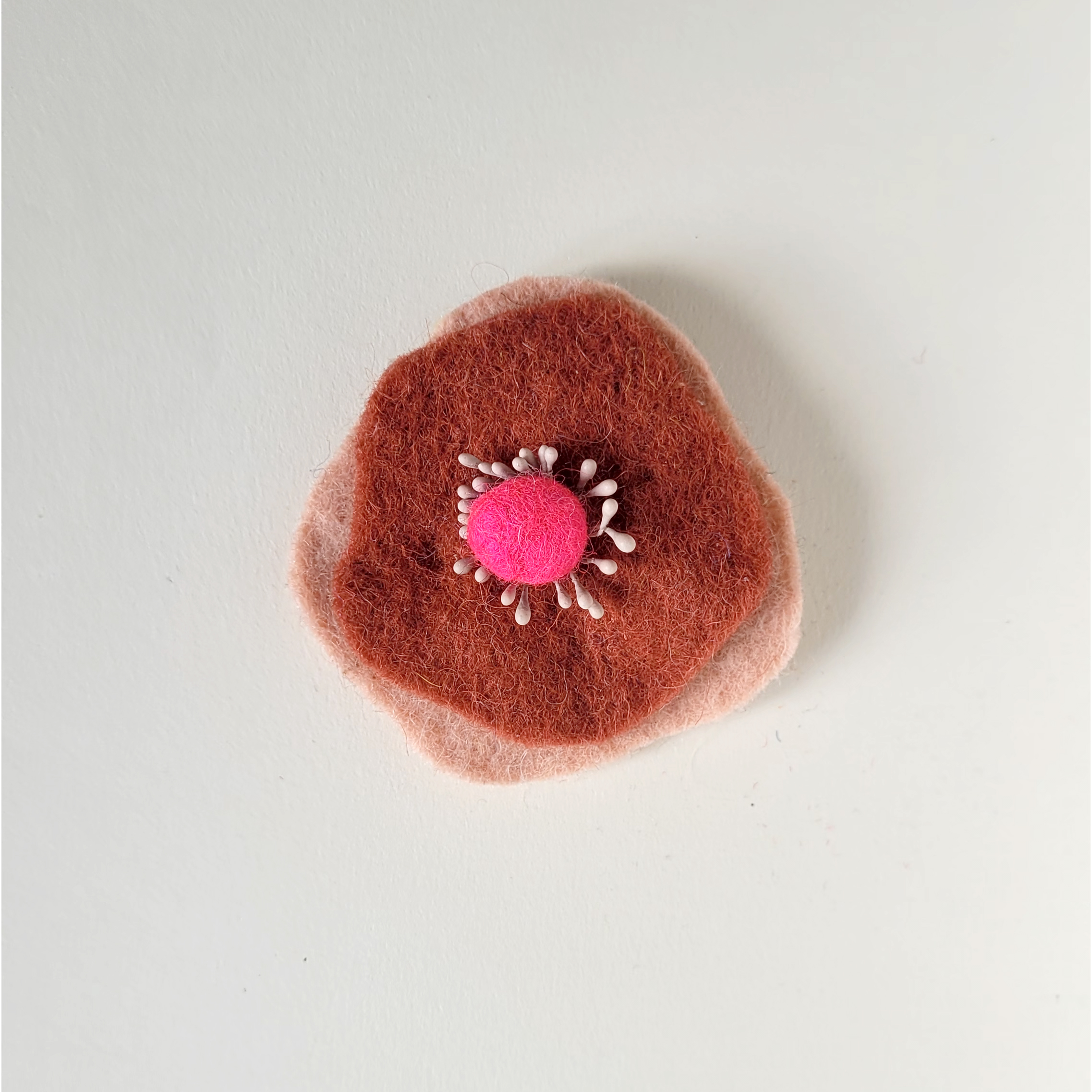 Poppie - broche rose-terra cotta